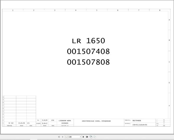 Liebherr Crane LR 1800 Z15078 Electric and Hydraulic Diagrams RU 1