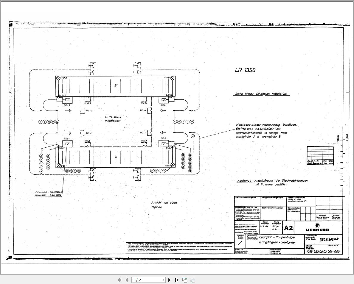 Liebherr Crane LRD 1350 Z11705 Electric and Hydraulic Diagrams DE 1