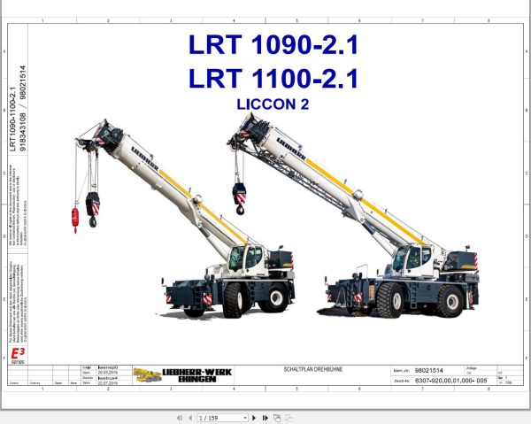 Liebherr Crane LRT 1090 2.1 Z53701 Electric and Hydraulic Diagrams DE 1
