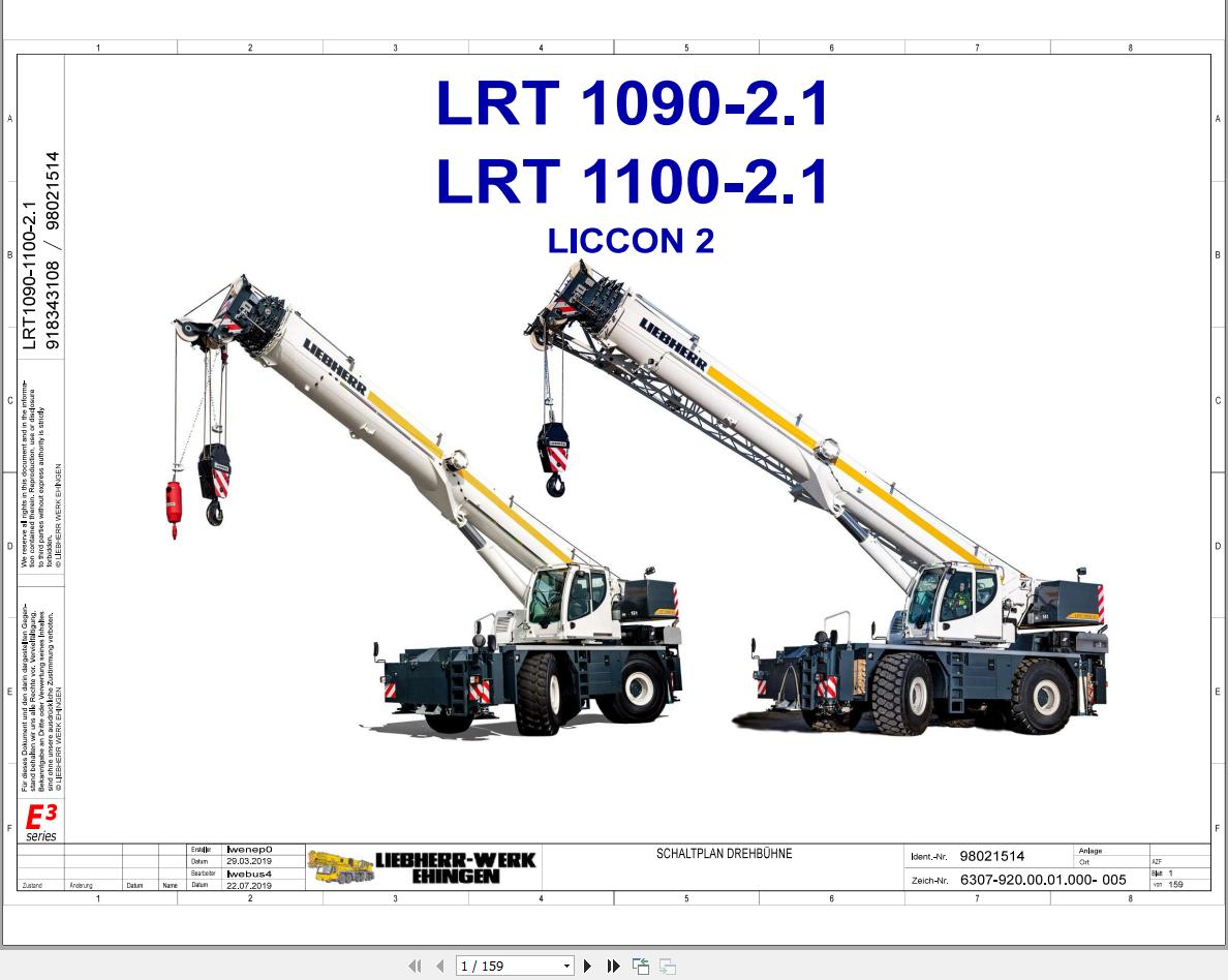 Liebherr Crane LRT 1090 2.1 Z53701 Electric and Hydraulic Diagrams DE 1