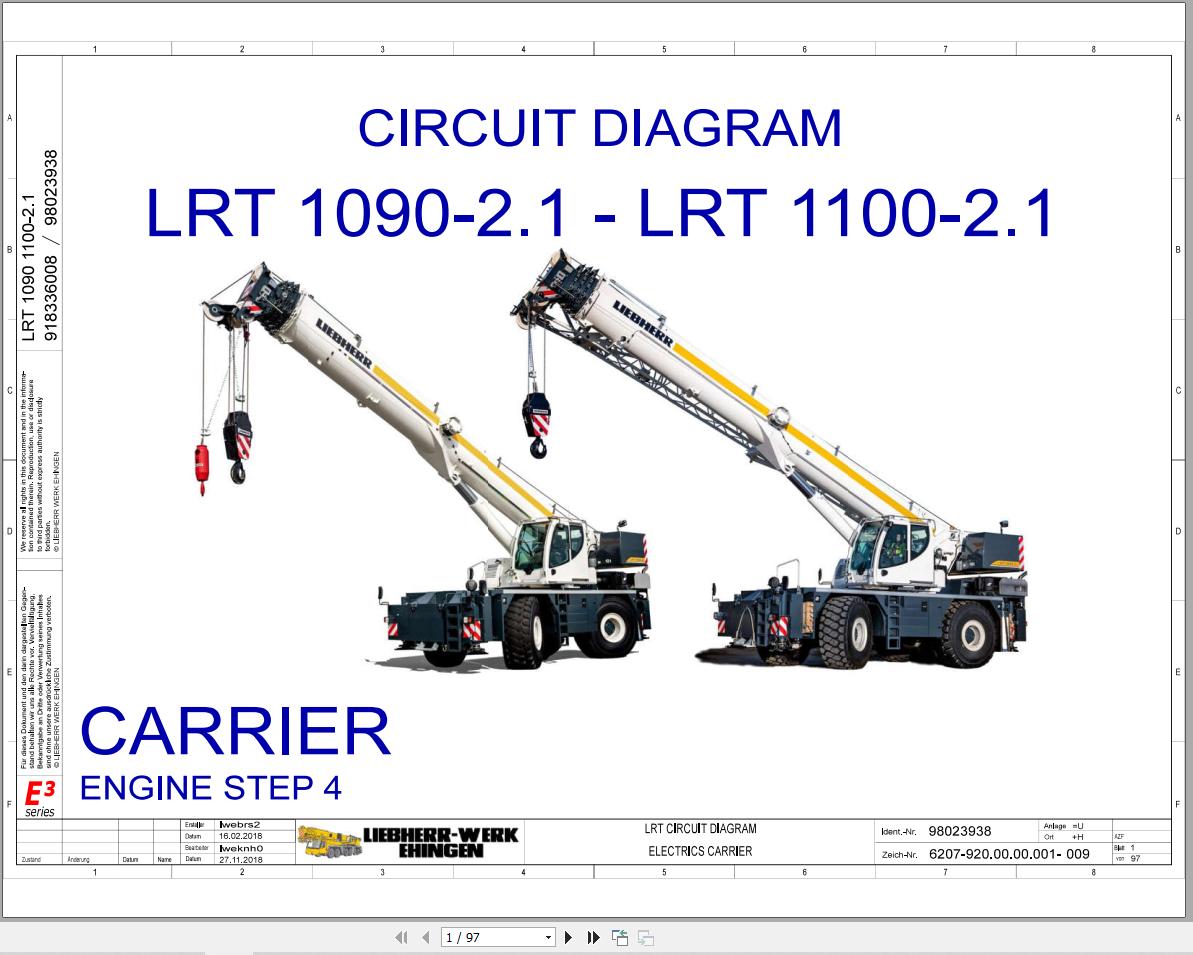 Liebherr Crane LRT 1090 2.1 Z53701 Electric and Hydraulic Diagrams EN 1