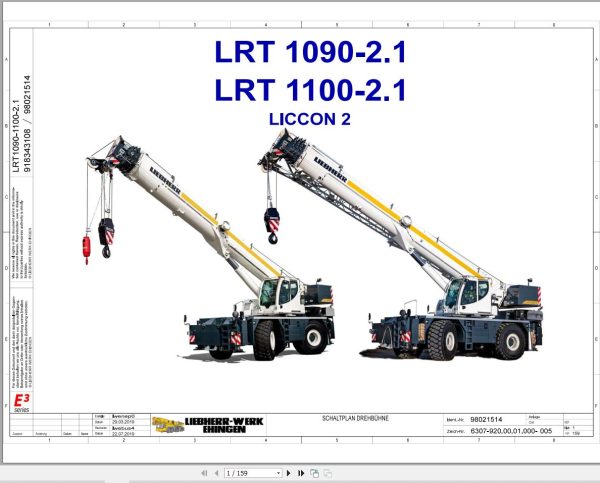 Liebherr Crane LRT 1100 2.1 Z54300 Electric and Hydraulic Diagrams DE 1