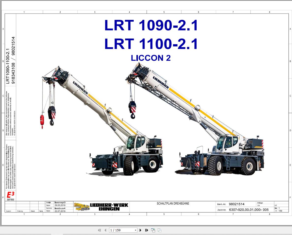 Liebherr Crane LRT 1100 2.1 Z54300 Electric and Hydraulic Diagrams DE 1