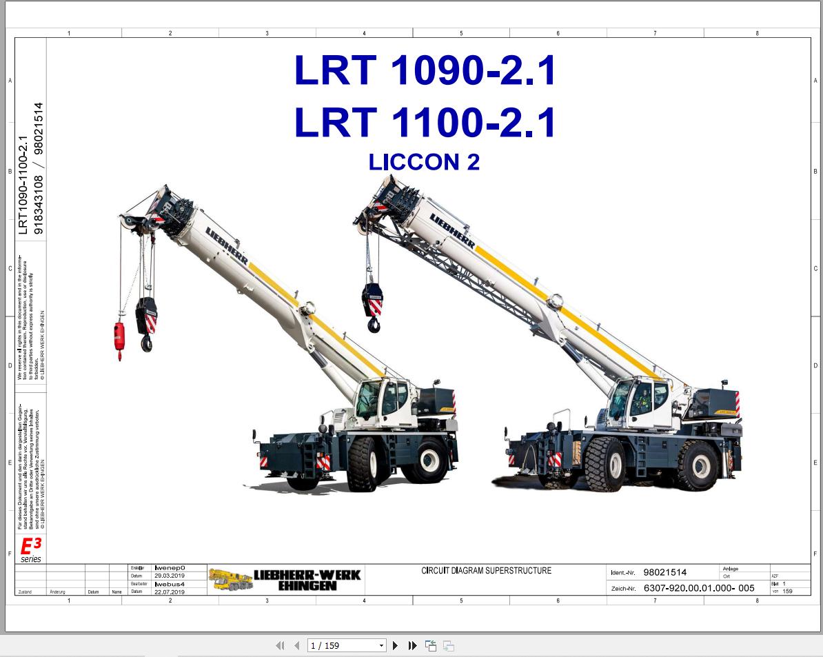 Liebherr Crane LRT 1100 2.1 Z54300 Electric and Hydraulic Diagrams EN 1