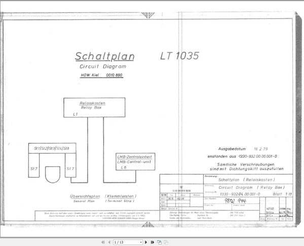 Liebherr Crane LT 1035 Z10890 Electric Diagrams DE 1