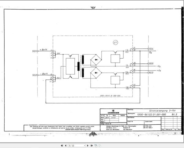 Liebherr Crane LT 1035 Z10890 Electric Diagrams DE 2