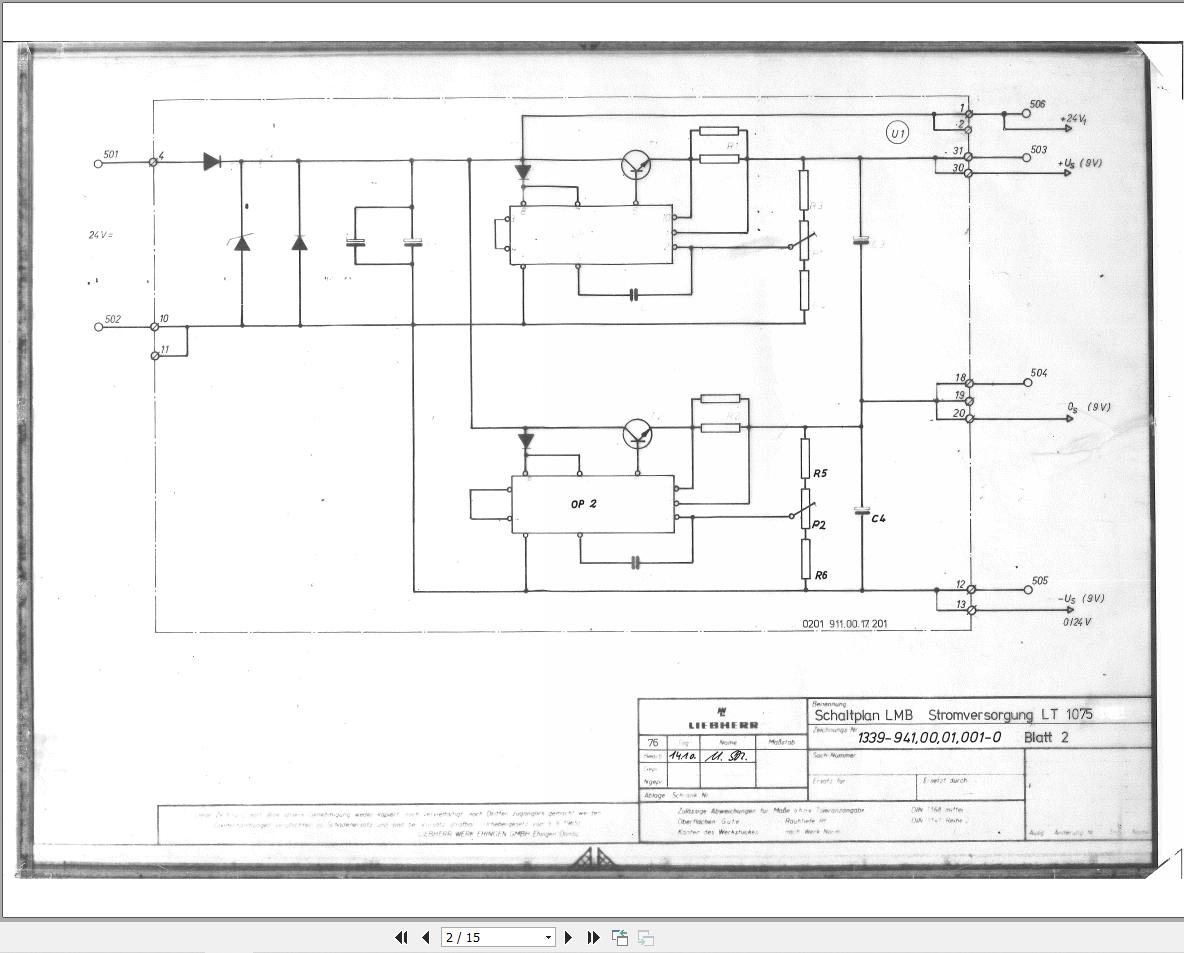 Liebherr Crane LT 1075 Z10555 Electric Diagrams DE 1