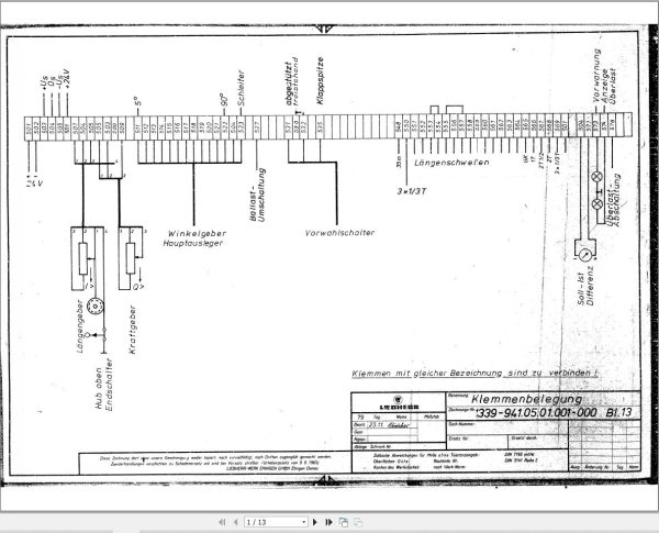 Liebherr Crane LT 1090 Z11096 Electric Diagrams DE 1