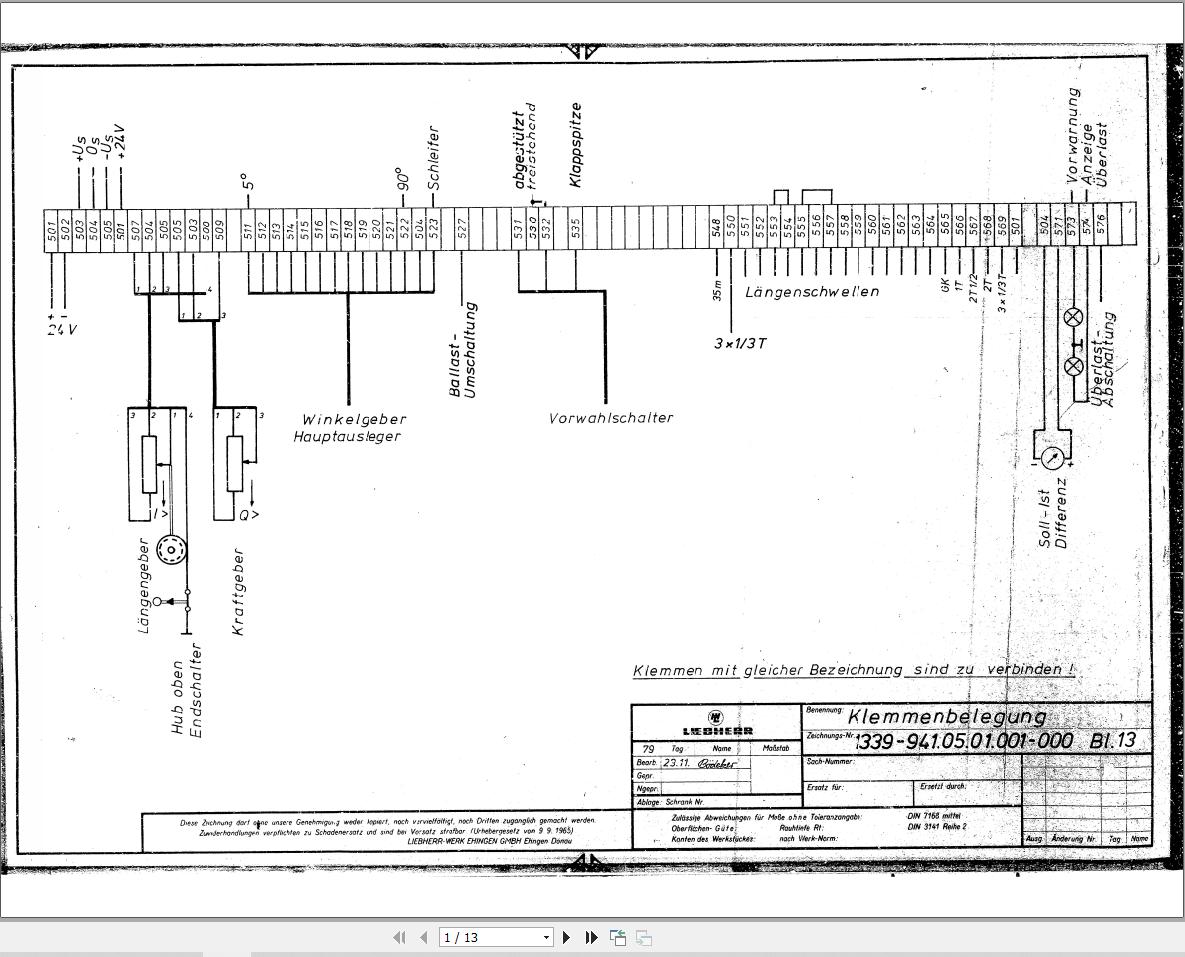 Liebherr Crane LT 1090 Z11096 Electric Diagrams DE 1