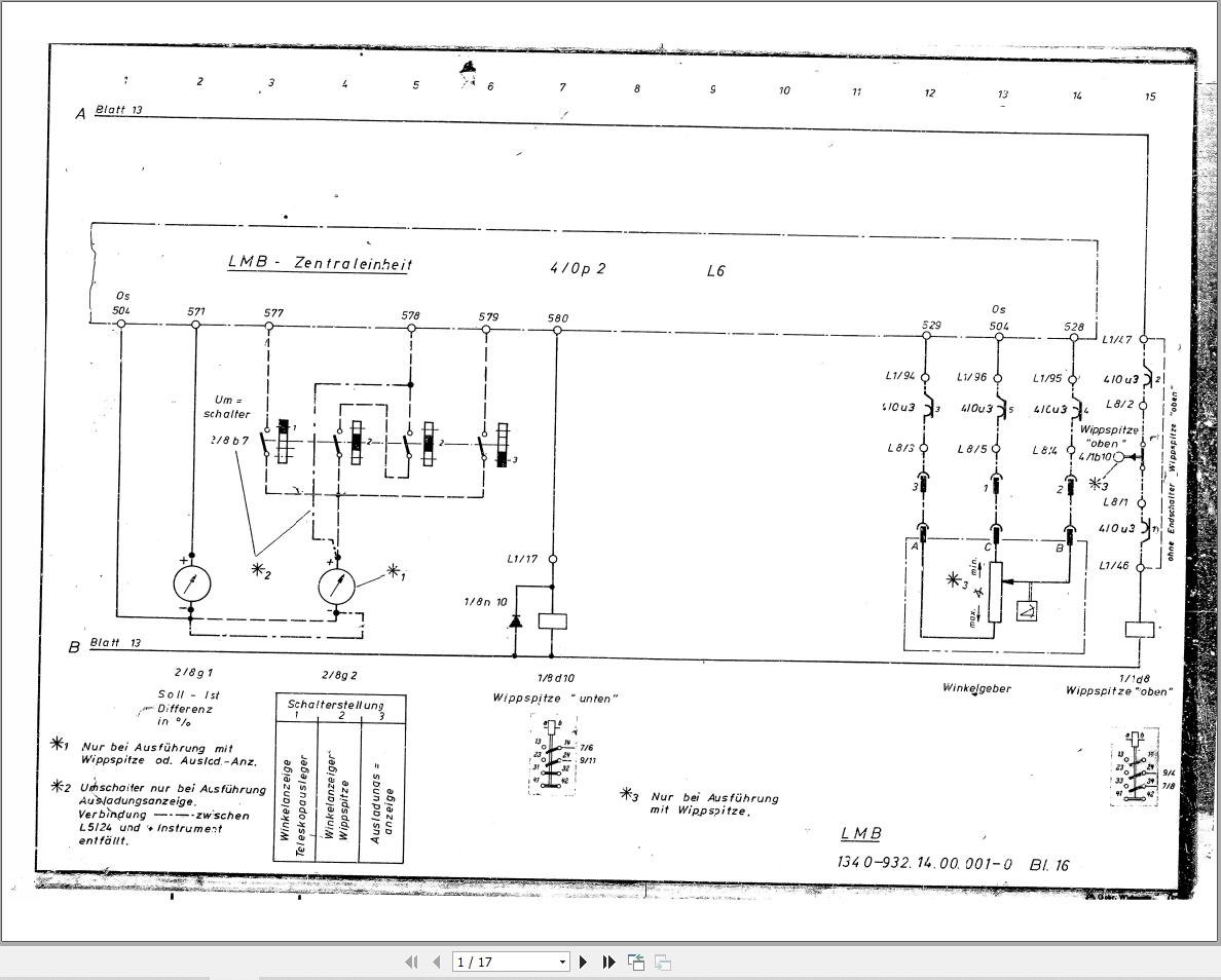 Liebherr Crane LT 1110 Z10976 Electric Diagrams DE 1