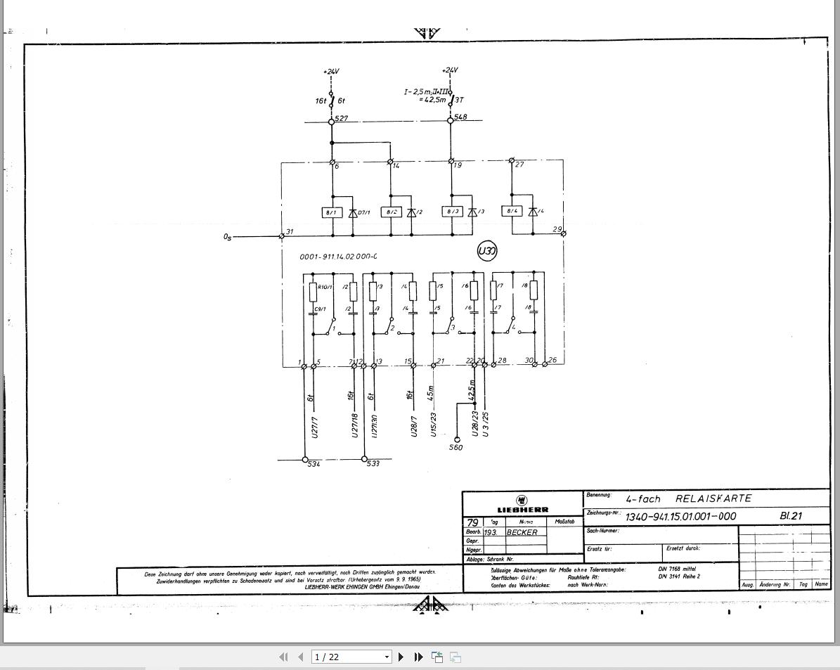 Liebherr Crane LT 1120 Z11019 Electric Diagrams DE 1