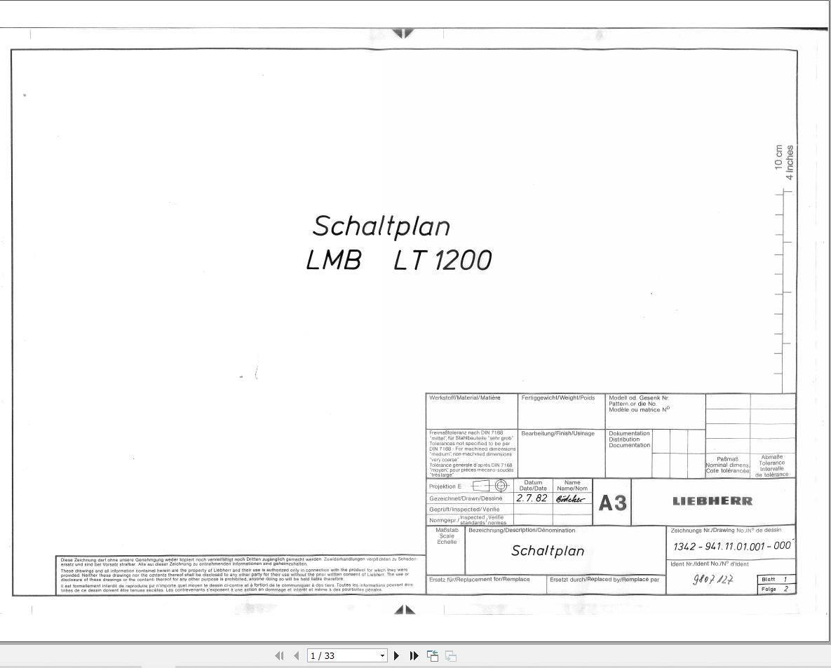 Liebherr Crane LT 1200 Z11195 Electric Diagrams DE 1