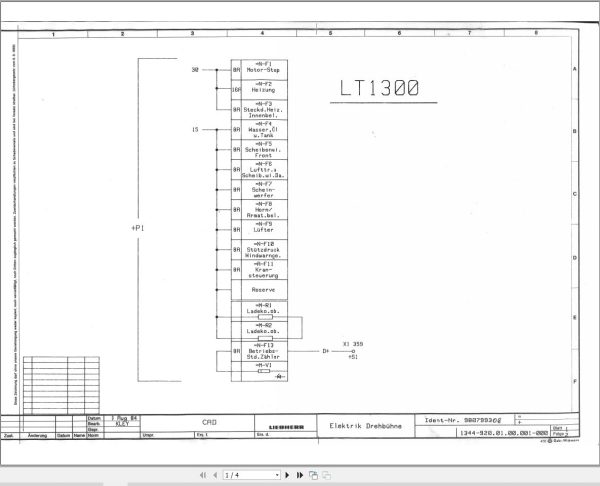Liebherr Crane LT 1330 Z14224 Electric Diagrams DE 1
