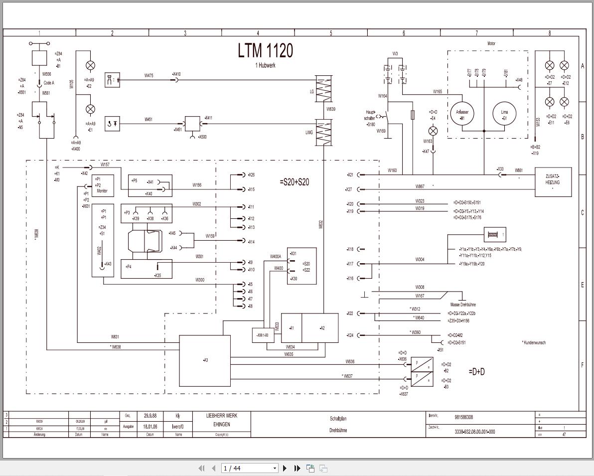 Liebherr Crane LTA 1120 Z16181 Electric and Hydraulic Diagrams DE 1