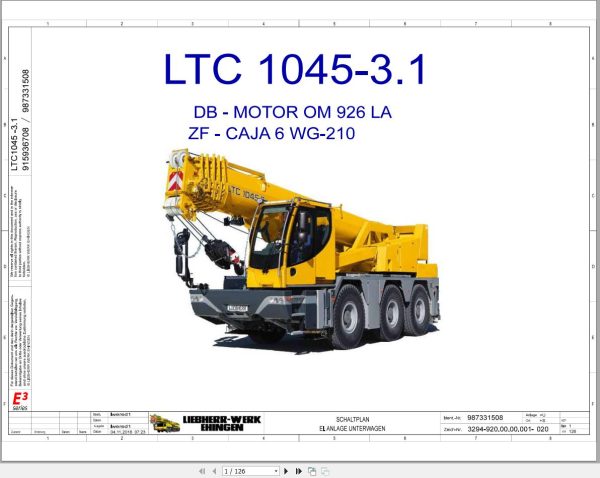 Liebherr Crane LTC 1045 3.1 Z56423 Electric and Hydraulic Diagrams ES 1