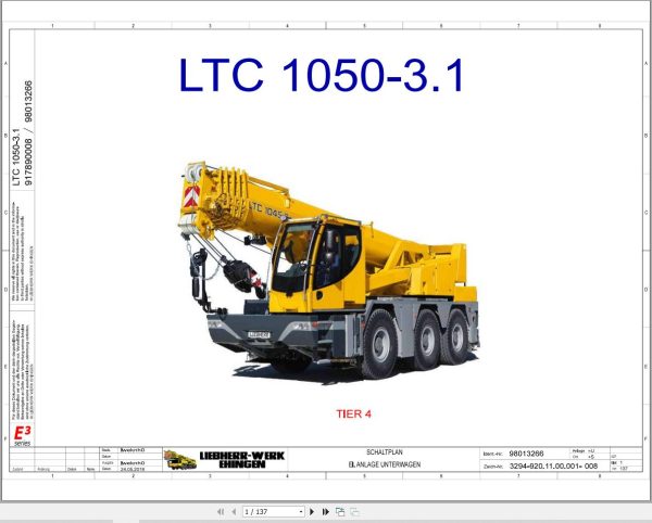 Liebherr Crane LTC 1050 3.1 Z56601 Electric and Hydraulic Diagrams DE 1