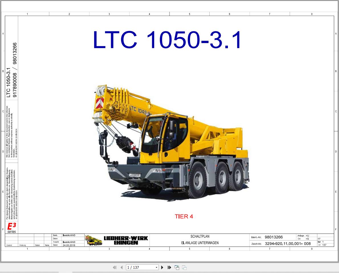 Liebherr Crane LTC 1050 3.1 Z56601 Electric and Hydraulic Diagrams EN 1