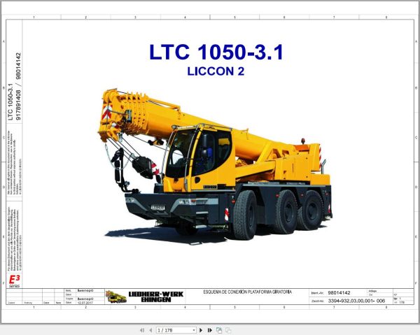 Liebherr Crane LTC 1050 3.1 Z56601 Electric and Hydraulic Diagrams ES 1