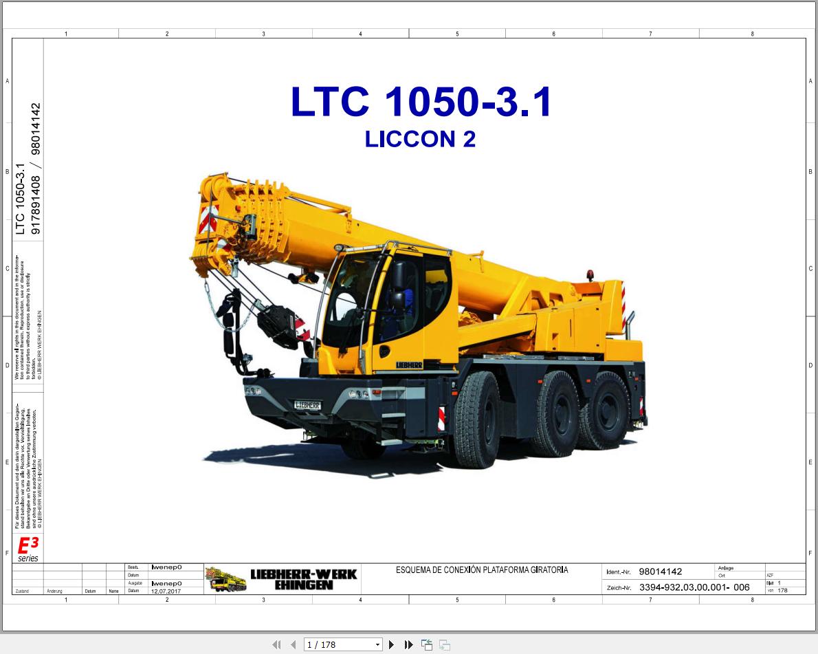 Liebherr Crane LTC 1050 3.1 Z56601 Electric and Hydraulic Diagrams ES 1