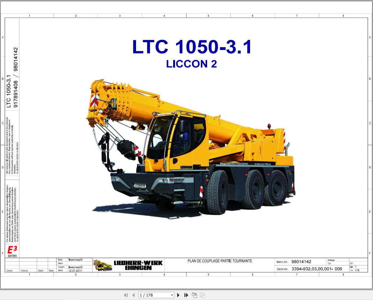 Liebherr Crane LTC 1050 3.1 Z56601 Electric and Hydraulic Diagrams FR 1