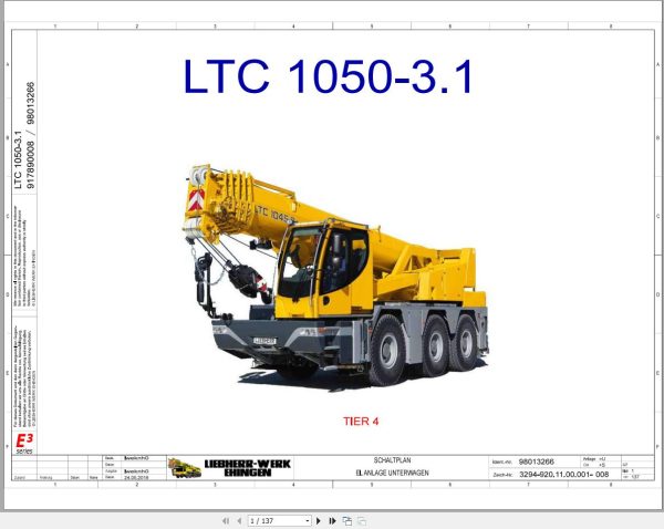 Liebherr Crane LTC 1050 3.1 Z56602 Electric and Hydraulic Diagrams EN 1