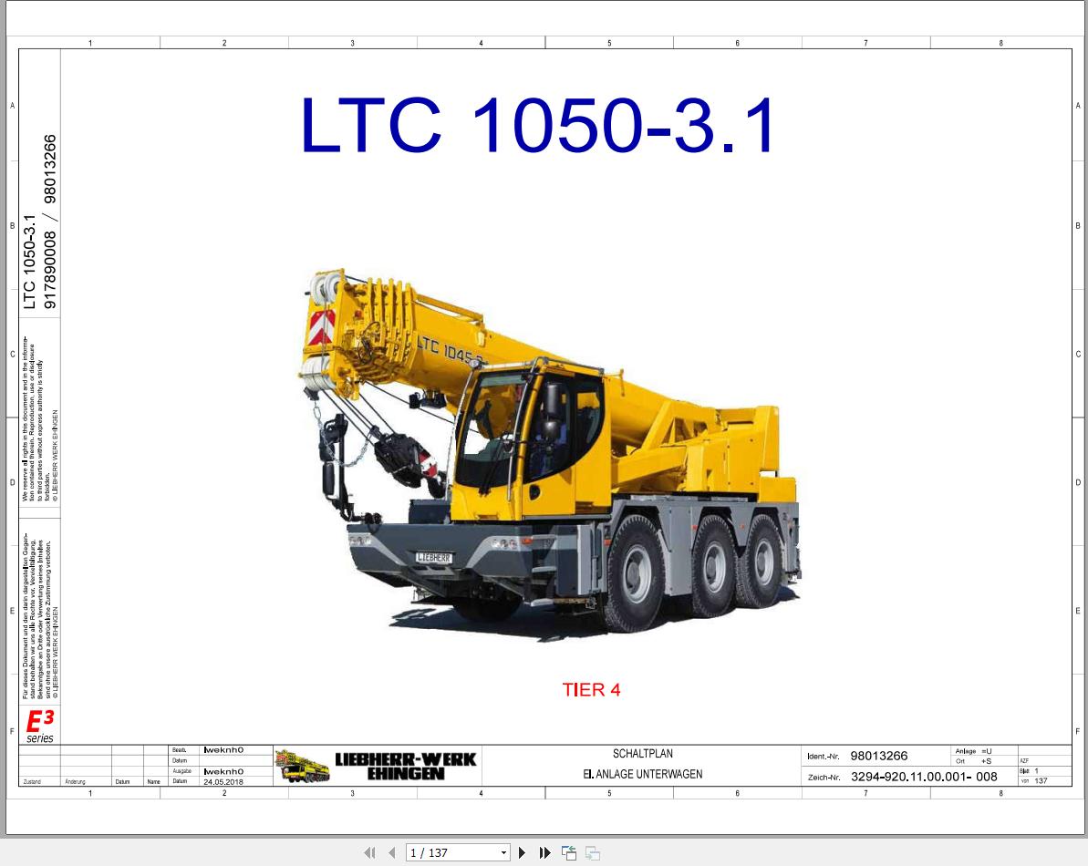 Liebherr Crane LTC 1050 3.1 Z56602 Electric and Hydraulic Diagrams EN 1