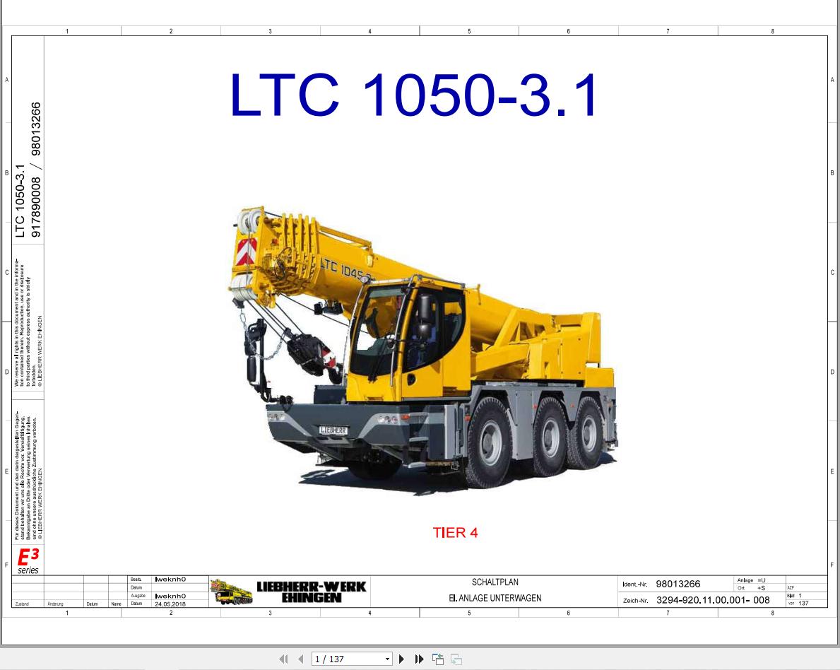 Liebherr Crane LTC 1050 3.1 Z56602 Electric and Hydraulic Diagrams RU 1