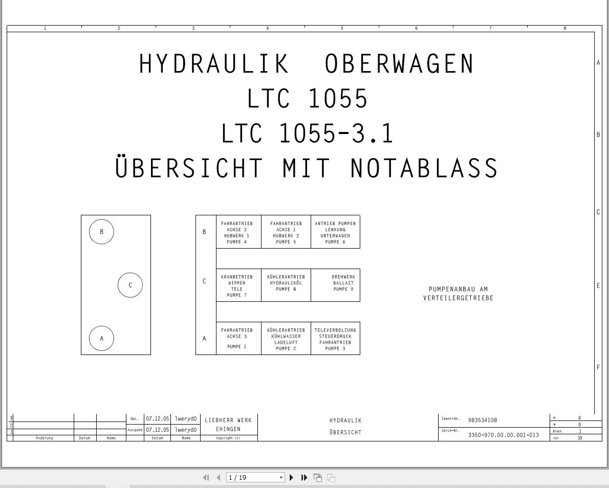 Liebherr Crane LTC 1055 Z56200 Electric and Hydraulic Diagrams DE 1