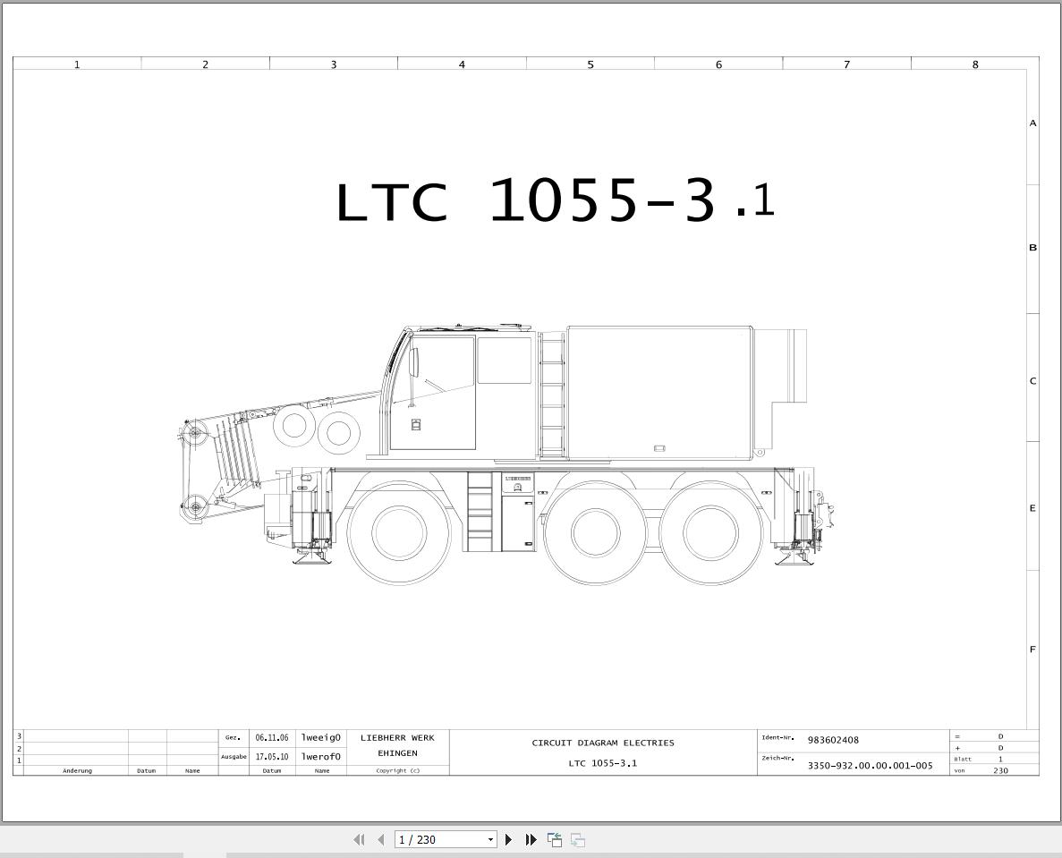 Liebherr Crane LTC 1055 Z56200 Electric and Hydraulic Diagrams EN 1