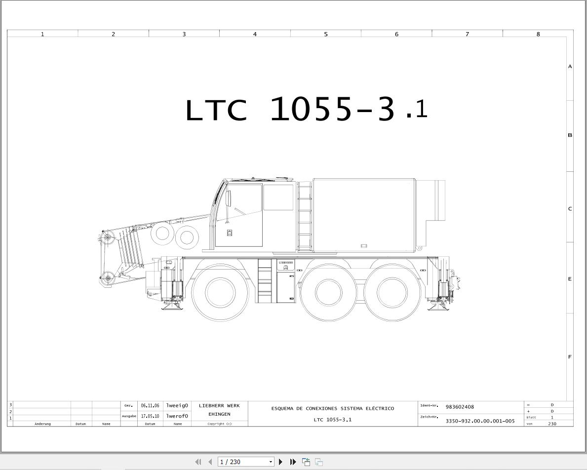 Liebherr Crane LTC 1055 Z56200 Electric and Hydraulic Diagrams ES 1