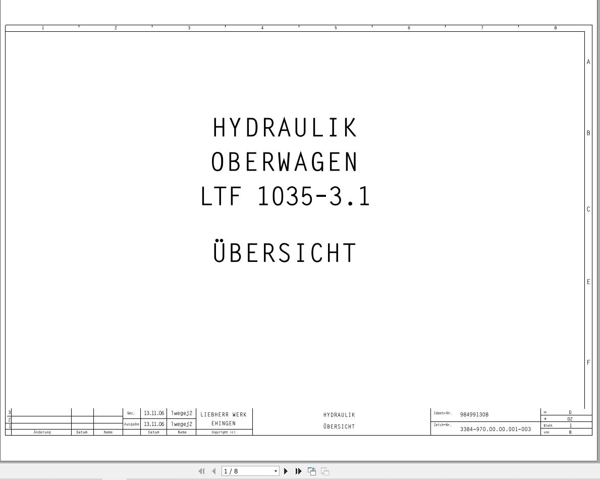 Liebherr Crane LTF 1035 3.1 Z75058 Electric and Hydraulic Diagrams DE 1