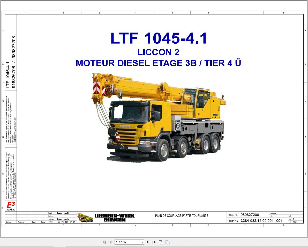 Liebherr Crane LTF 1045 4.1 Z75593 Electric and Hydraulic Diagrams FR 1