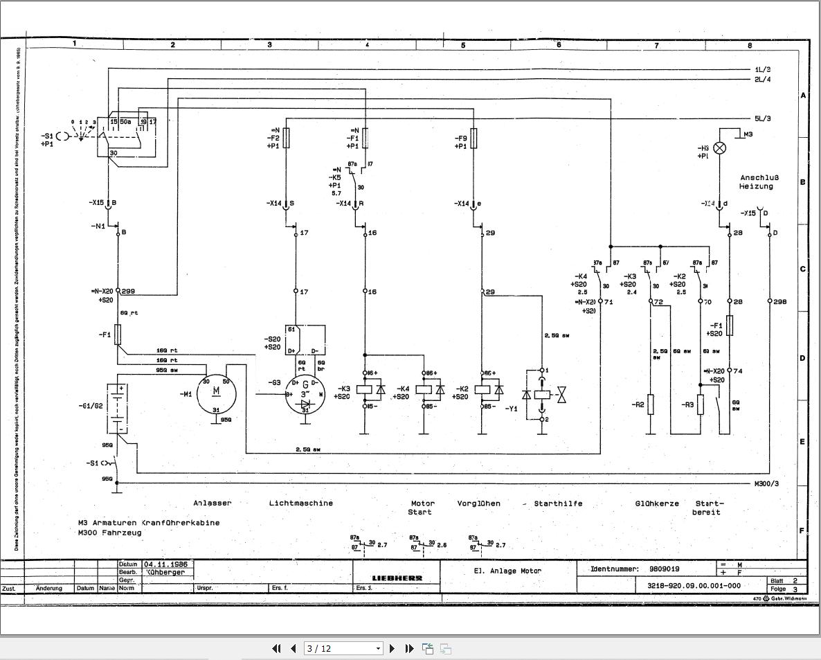 Liebherr Crane LTL 1020 Z12376 Electric Diagrams DE 1