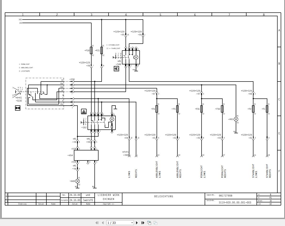Liebherr Crane LTL 1025 Z20001 Electric and Pneumatic Diagrams DE 1