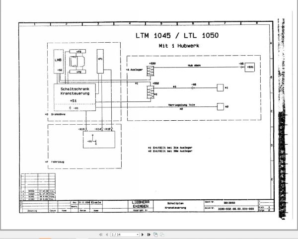Liebherr Crane LTL 1045 Z12374 Electric Diagrams DE 1