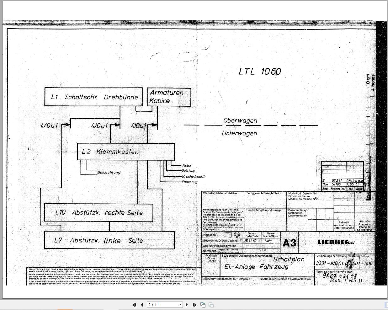 Liebherr Crane LTL 1060 Z12070 Electric Diagrams DE 1