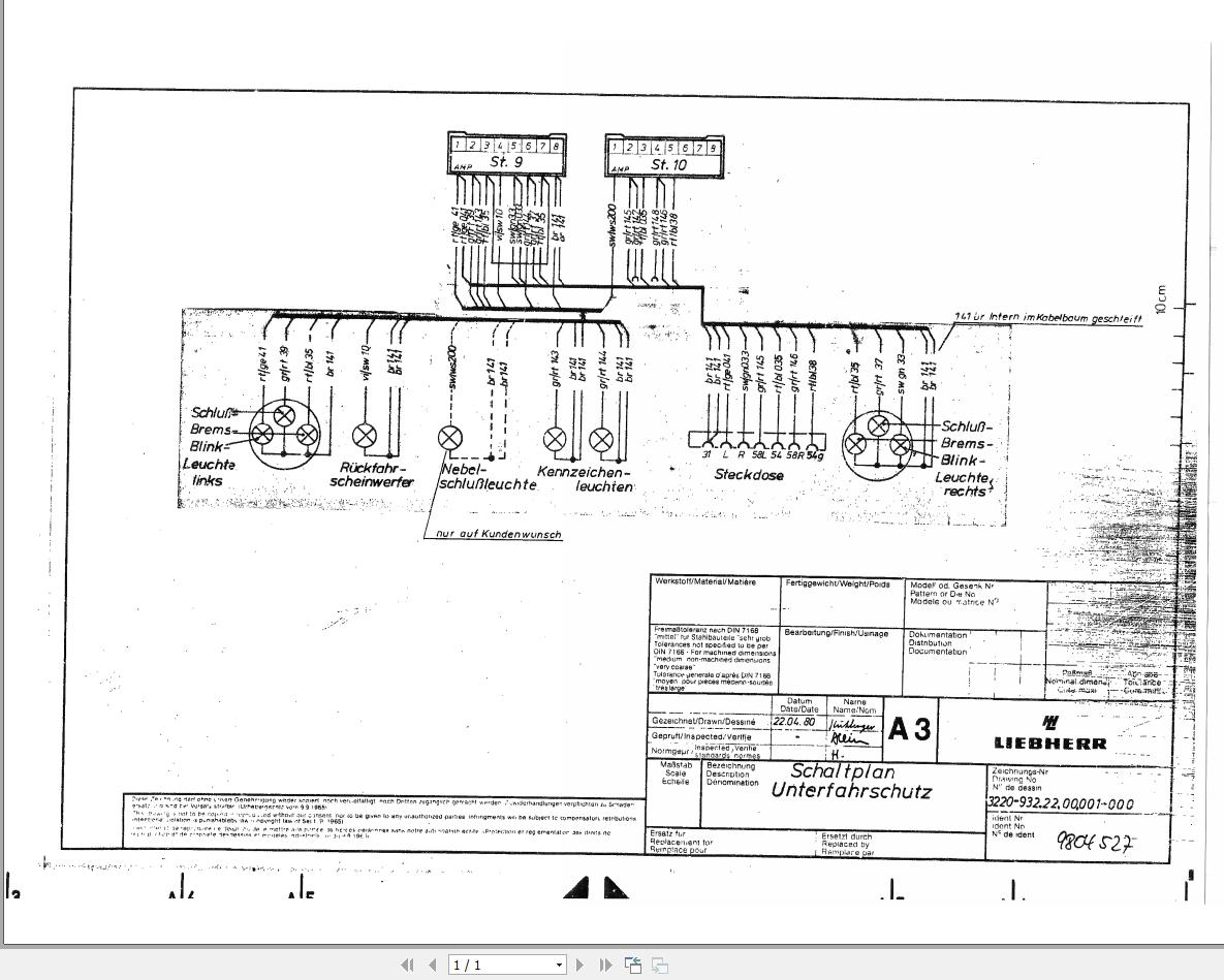 Liebherr Crane LTM 1018 Z11549 Electric Diagrams DE 1