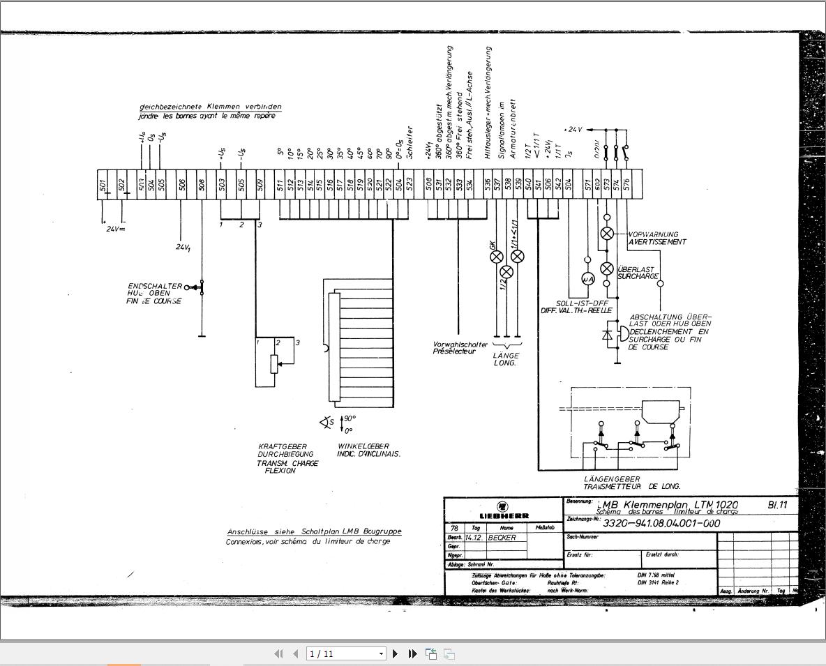 Liebherr Crane LTM 1020 Z10978 Electric Diagrams DE 1