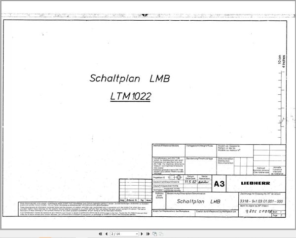 Liebherr Crane LTM 1022 Z12153 Electric Diagrams DE 1