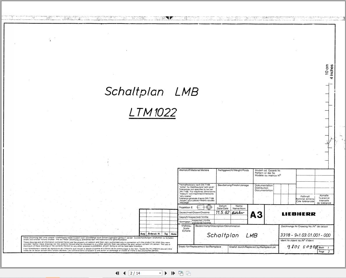 Liebherr Crane LTM 1022 Z12153 Electric Diagrams DE 1
