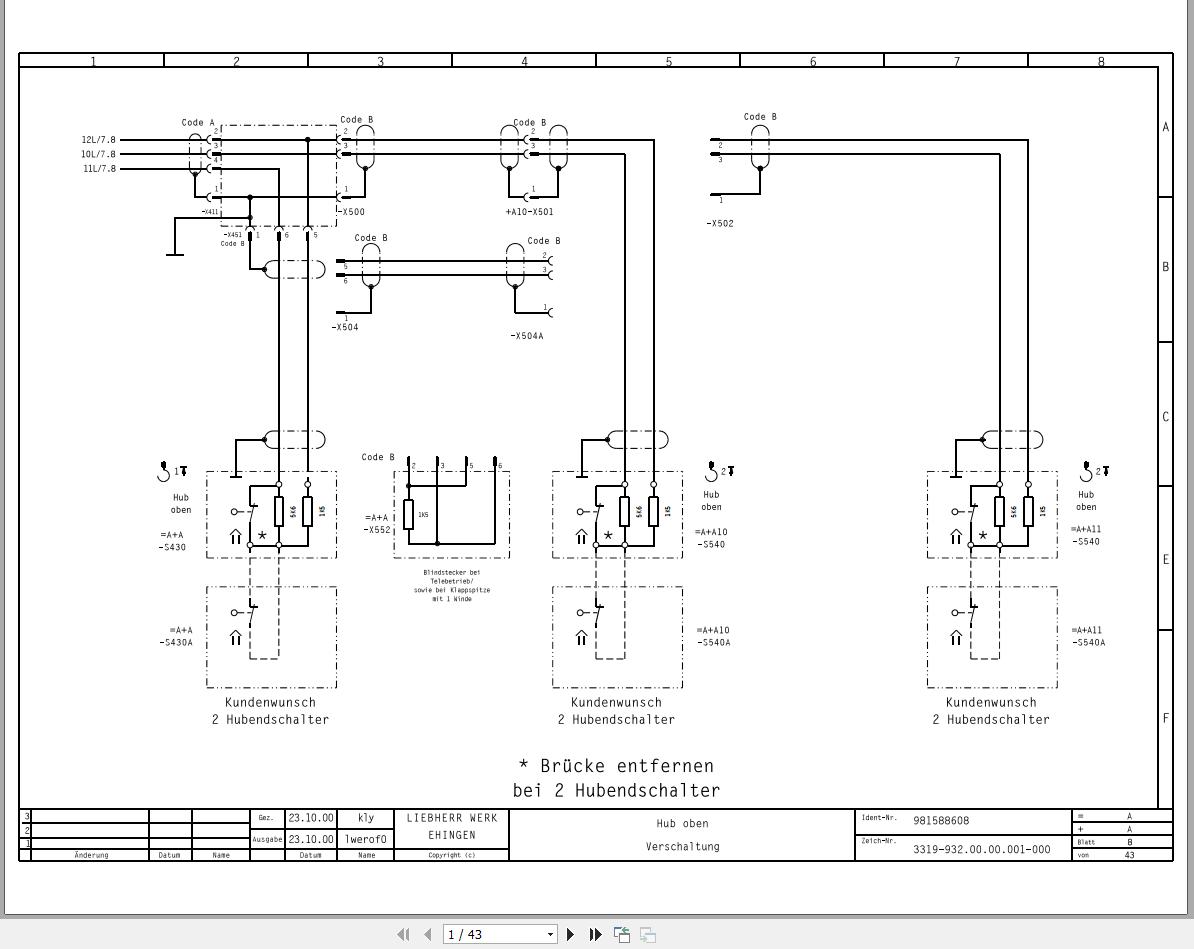 Liebherr Crane LTM 1025 Z17005 Electric and Hydraulic Diagrams DE 1