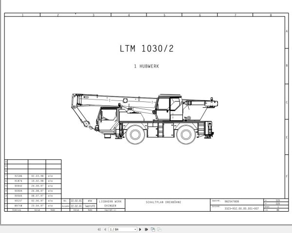 Liebherr Crane LTM 1030 2 Z17996 Electric and Hydraulic Diagrams DE 1