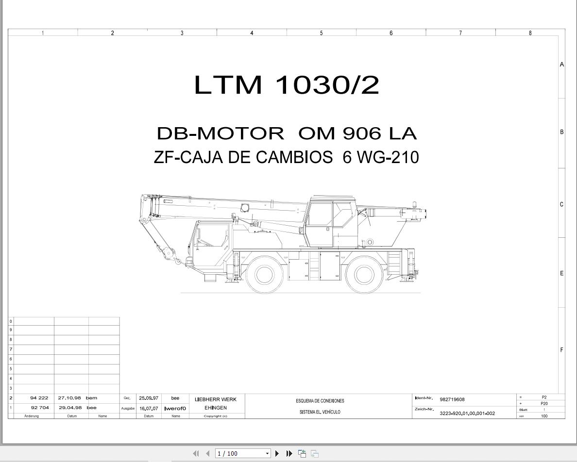 Liebherr Crane LTM 1030 2 Z17996 Electric and Hydraulic Diagrams ES 1