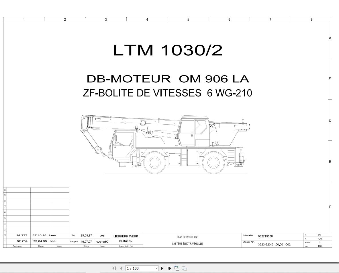 Liebherr Crane LTM 1030 2 Z17996 Electric and Hydraulic Diagrams FR 1