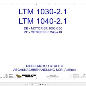 Liebherr Crane LTM 1030 2.1 Z80350 Electric and Hydraulic Diagrams DE 1