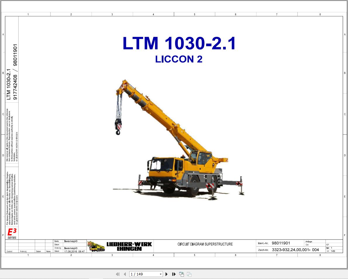 Liebherr Crane LTM 1030 2.1 Z80350 Electric and Hydraulic Diagrams EN 1