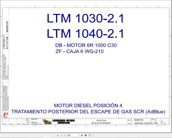 Liebherr Crane LTM 1030 2.1 Z80350 Electric and Hydraulic Diagrams ES 1