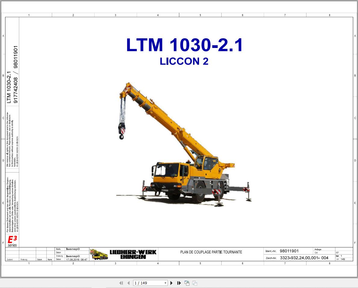 Liebherr Crane LTM 1030 2.1 Z80350 Electric and Hydraulic Diagrams FR 1