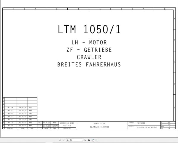Liebherr Crane LTM 1040 1 Z19152 Electric and Hydraulic Diagrams DE 1