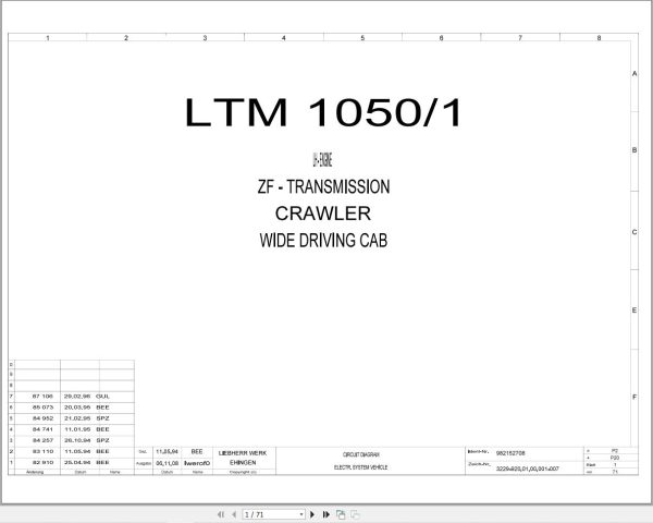 Liebherr Crane LTM 1040 1 Z19152 Electric and Hydraulic Diagrams EN 1